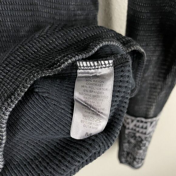 American Able Womens M Thermal Waffle Knit Cuff Details In Washed Black - Picture 4 of 5